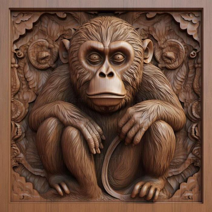 Nature and animals (st monkey 2, NATURE_1150) 3D models for cnc